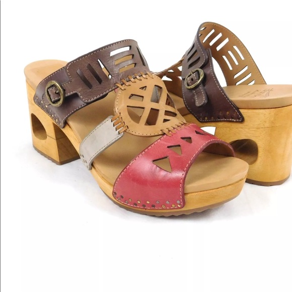 Dansko Shoes - New Dansko Oralee Leather Boho Chic Wood Heels
